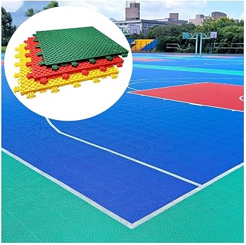CXKJP Modular Interlocking Floor Tiles, Outdoor Basketball Court Kindergarten School Sports Floor, Easy to Install