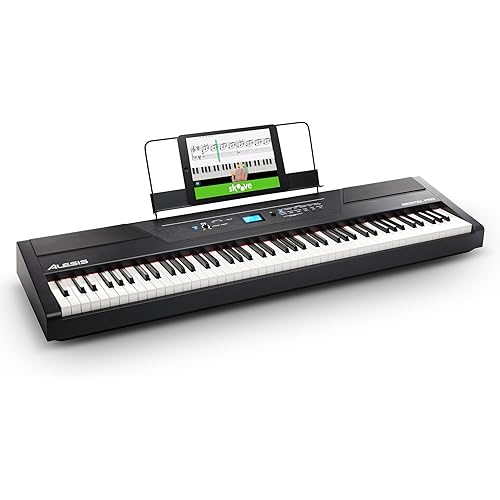 Alesis Recital Pro - 88 Key Digital Piano Keyboard with Hammer Action Weighted Keys, 2x20W Speakers, 12 Voices, Record and Lesson Mode, FX and Display