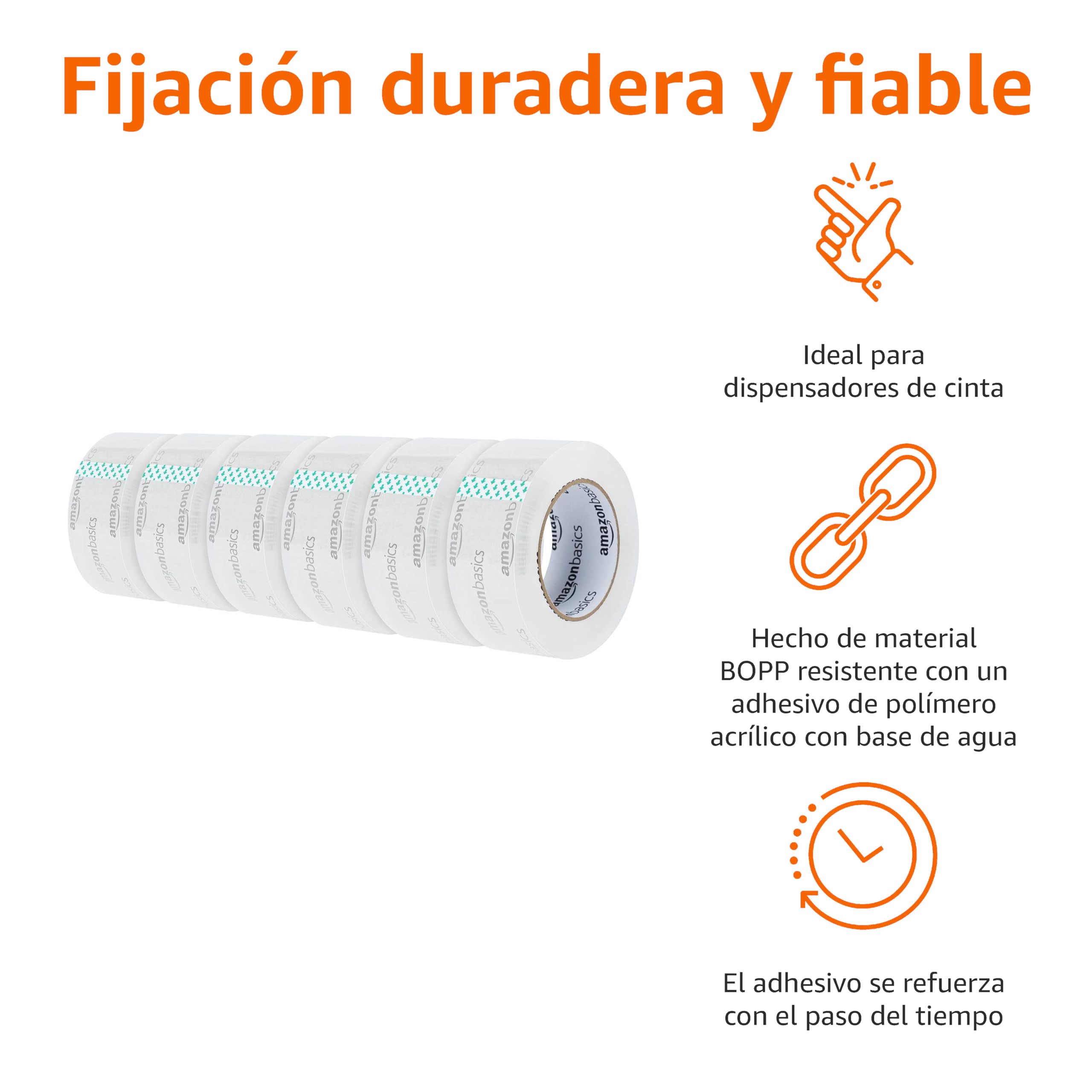 Amazon Basics Cinta de embalaje 6 unidades, 4,7 cm x 99,6 m, transparente