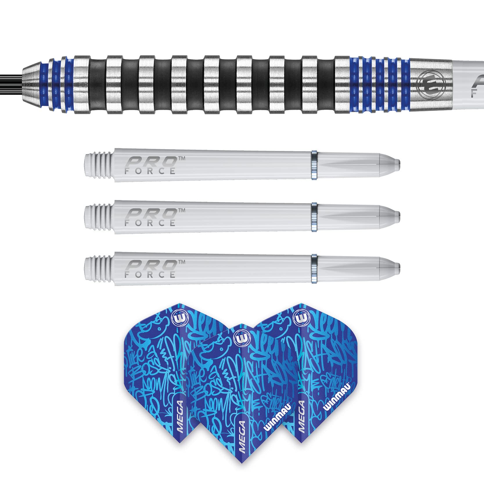 WINMAU Advance 500 Series Tungsten Blue 24 Gram Steeltip Darts Set including Flights and Shafts (Stems) - Image 4