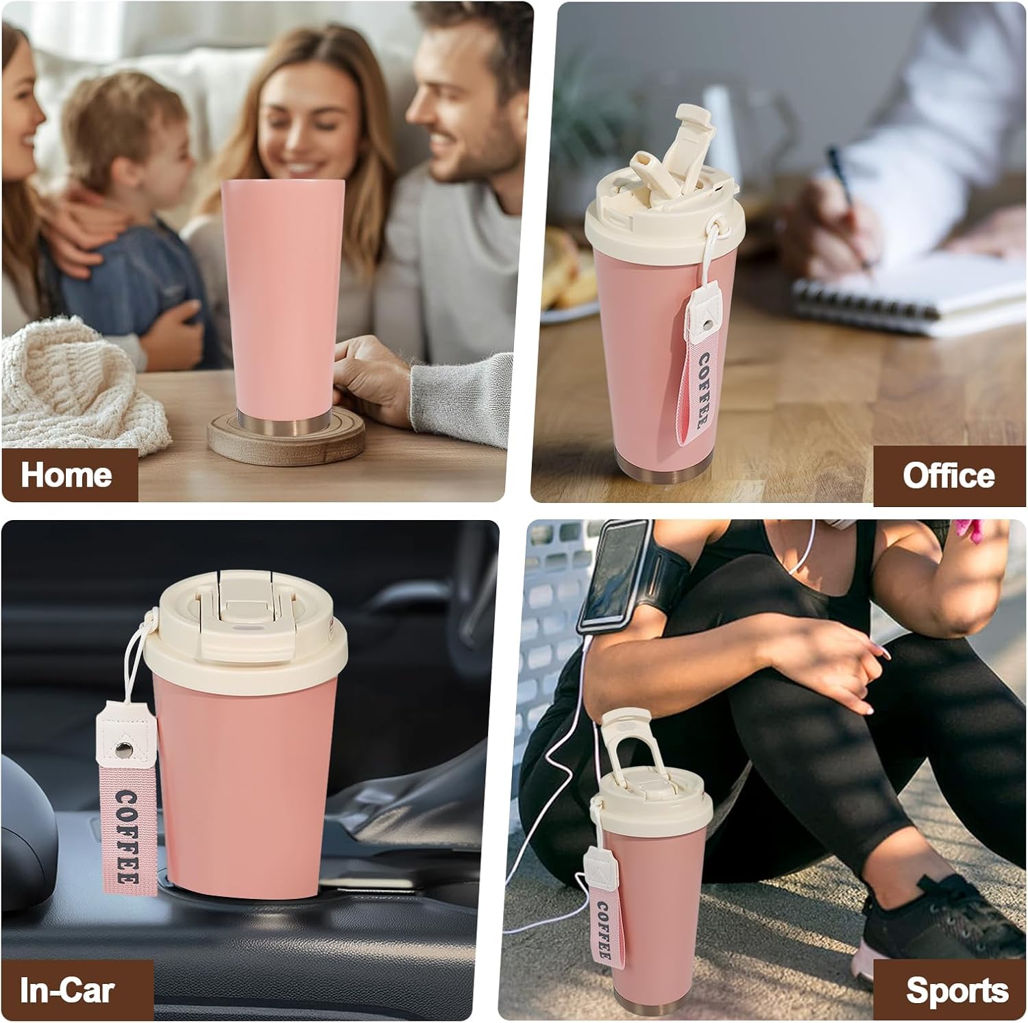Insulated Coffee Tumbler 17.9oz 530ml Travel Coffee Mug 316 Stainless Steel Dual Drink Openings Leakproof Lid Reusable Insulated Coffee Mug Hot and Cold Ideal Travel Mug for Coffee Lover Daily - Image 9