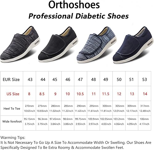 Miniatura 7 de Zapatos para diabéticos para hombre, con malla de punto de espuma viscoelástica probada para aliviar el dolor de pies, con cierres totalmente