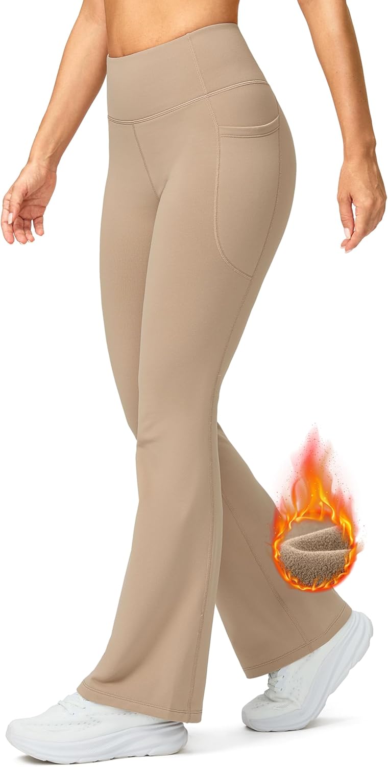 G Gradual Women's Fleece Lined Pants High Waist Winter Thermal Warm Flare Leggings Hiking Yoga Pants Women with Pockets - Image 2