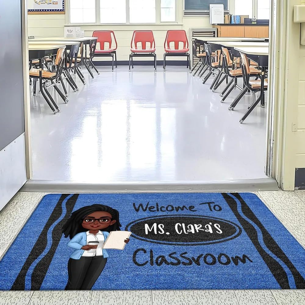 Personalized Doormat for Teacher – Welcome to Classroom - Custom Teacher Character Rug, Back to School Gift for Teacher, Custom Door Mat for Classroom Decor