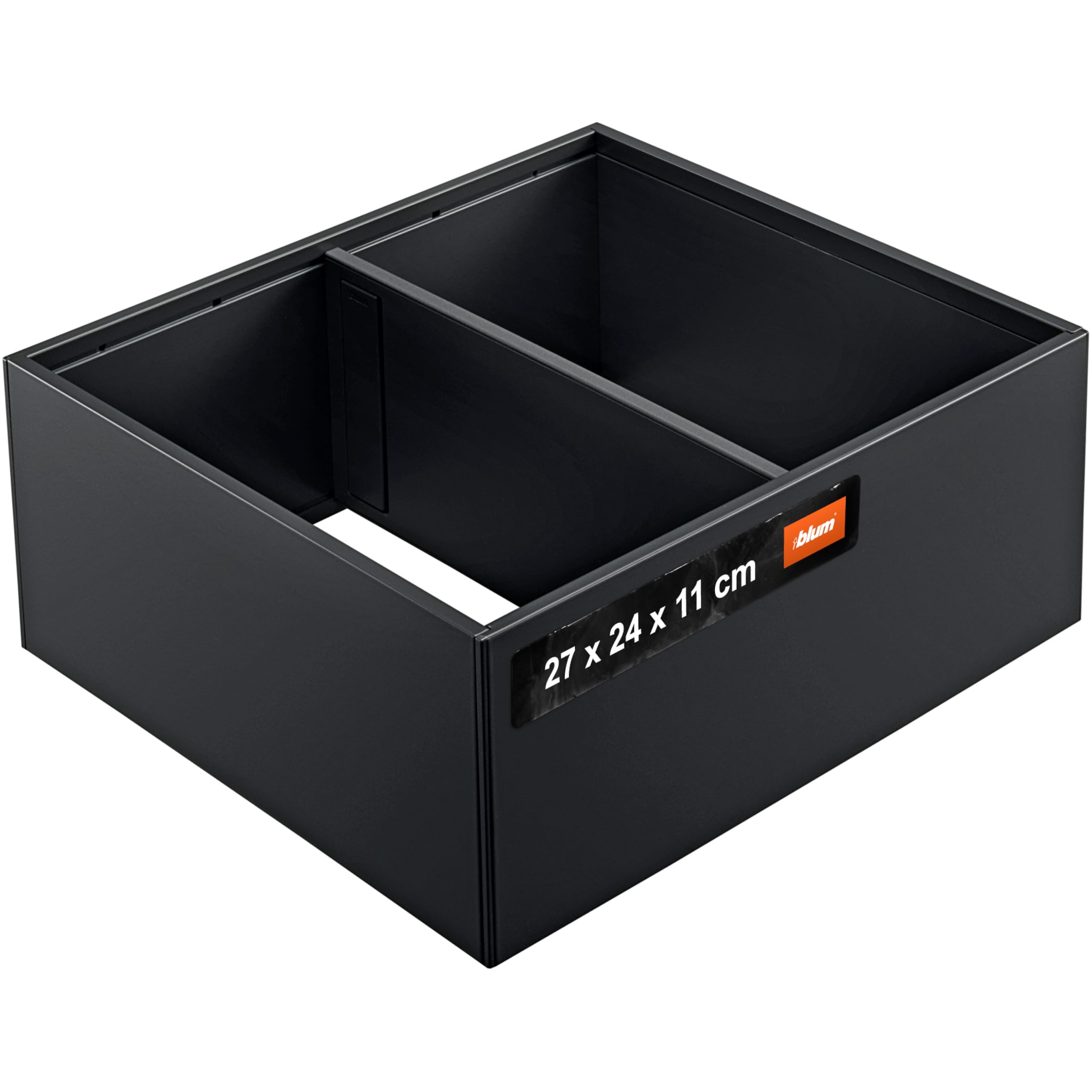 blum AMBIA-LINE organizer szuflady ze stali lakierowanej proszkowo | idealny do kuchni, łazienki i pokoju | rozszerzalny modułowo | 37×22×11 cm | z płytką magnetyczną | Czarny karbon
