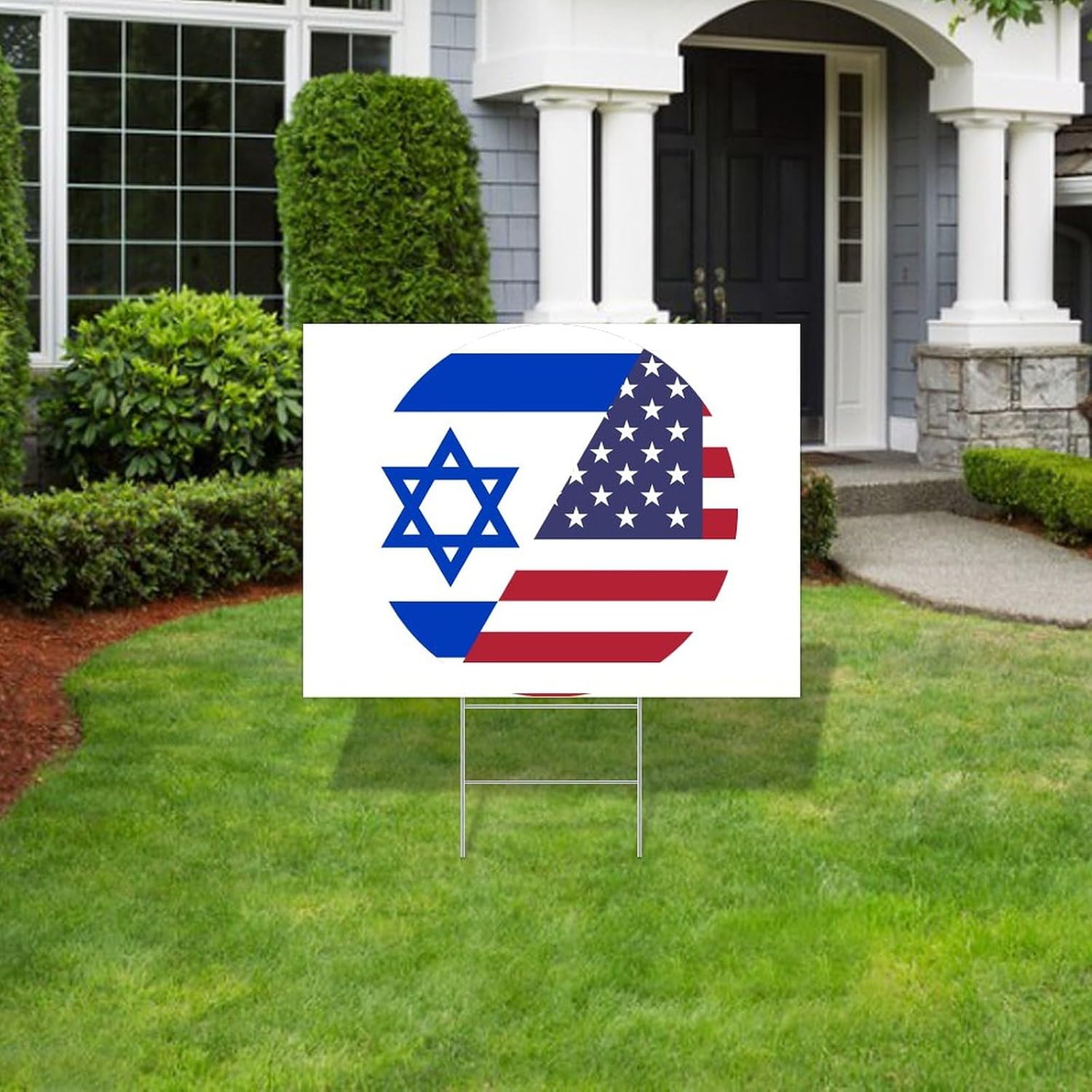 United We Stand With Israel Yard Sign 18"x 24" American Flag Stand with Israel Event Signs Vintage Yard Signs with Stakes 2-Sided Print Heavy Duty Rust