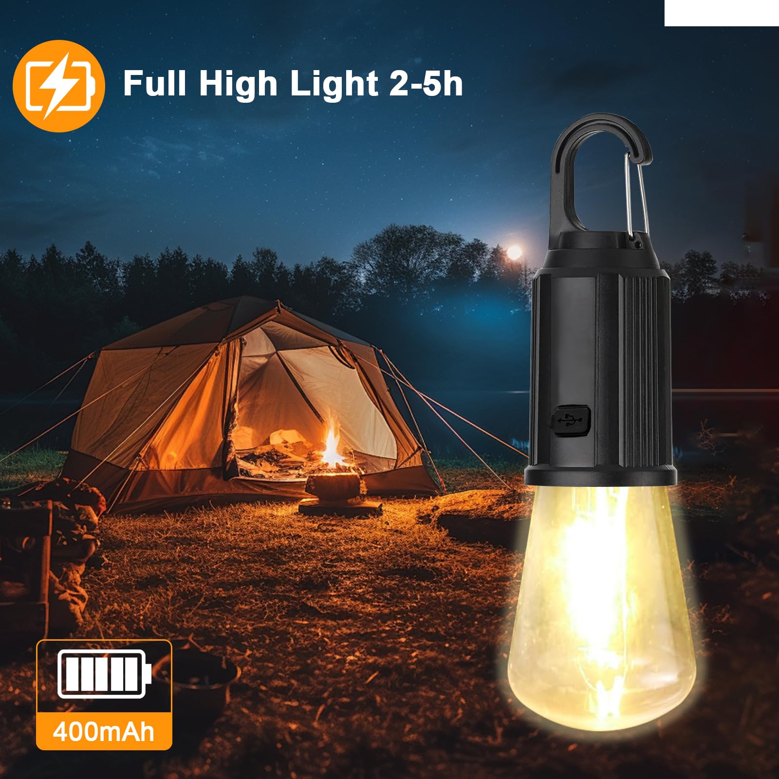 Torcia LED Portatile USB 3 In 1 Ricaricabile – Lanterna Da Campeggio, Tenda E Lampada Da Emergenza