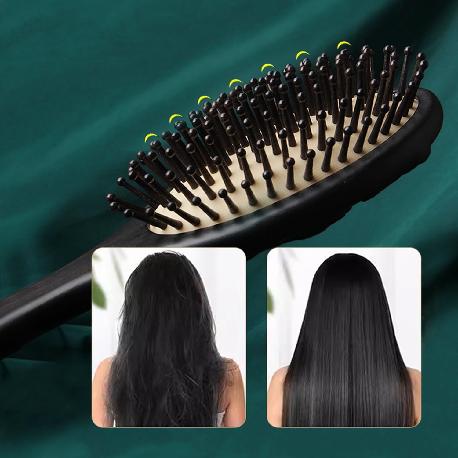 Spazzola per Capelli, Pettine da Massaggio in Legno di peonia Fenice Squisito, Spazzola per Capelli districante antistatica con Cuscino d'Aria