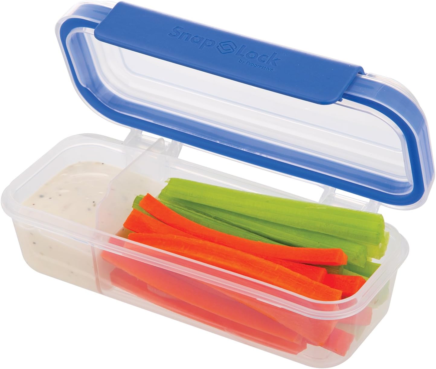 SnapLock by Progressive Snack Box Container - Blue, Easy-To-Open, Leak-Proof Silicone Seal, Snap-Off Lid, Stackable, BPA FREE