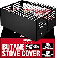 Vista 1 de Chef Master Cubierta para Estufa de Butano - Ajuste Universal para Cualquier Tamaño Estándar - Protector de Viento Plegable de Acero Negro Premium