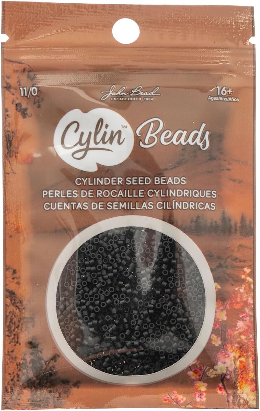John Bead 25g Cylin Beads Black Matte 11/0 Glass Cylindrical Seed Beads for Jewelry Bracelets Necklaces Earrings Making Embroidery
