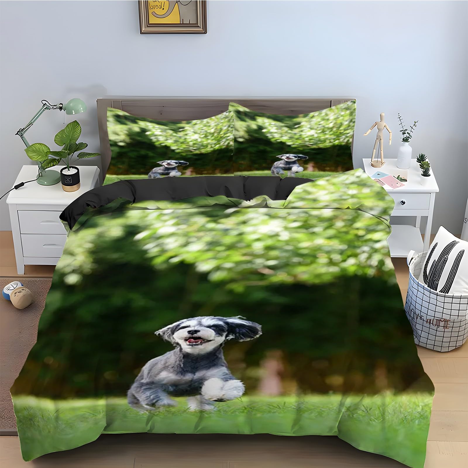 Housse de couette 200x200 Schnauzer en microfibre douce zippée