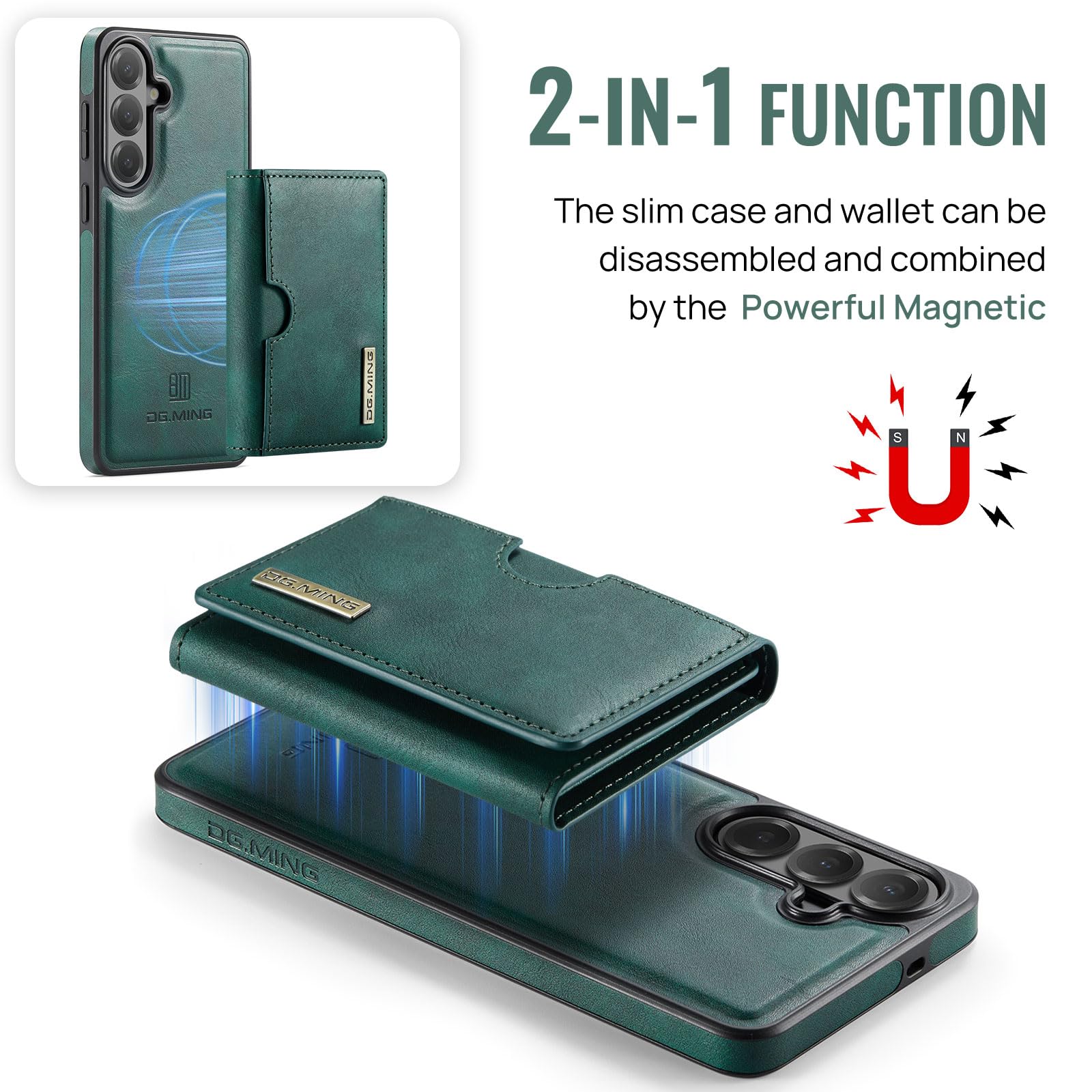 Asuwish Funda de teléfono para Samsung Galaxy S26 5G, tipo cartera, magnética, desmontable, con carga inalámbrica y bloqueo RFID, soporte para tarjetas de crédito, soporte abatible S 26 26S G5