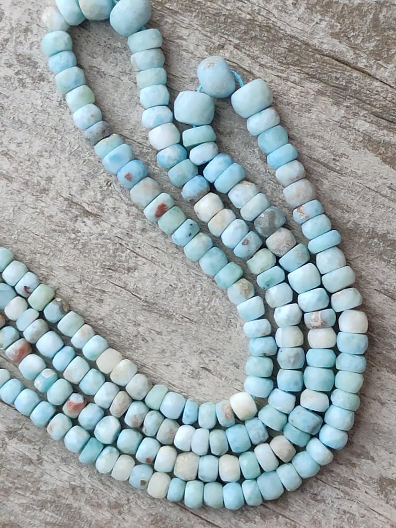 Perles rondes en larimar naturel haut de gamme lisses de 6 mm pour bijoux