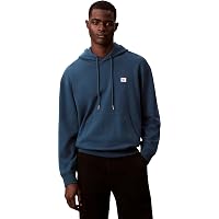 Calvin Klein Uomo Felpa Terry Badge con Cappuccio, Blu (Navy Teal)