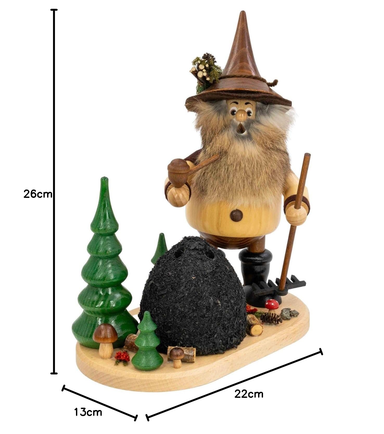 DWU | Räuchermännchen Räuchermann aus dem Erzgebirge | Weihnachten Weihnachtsdeko Handwerkskunst | Erzwichtel 26 cm | Köhler