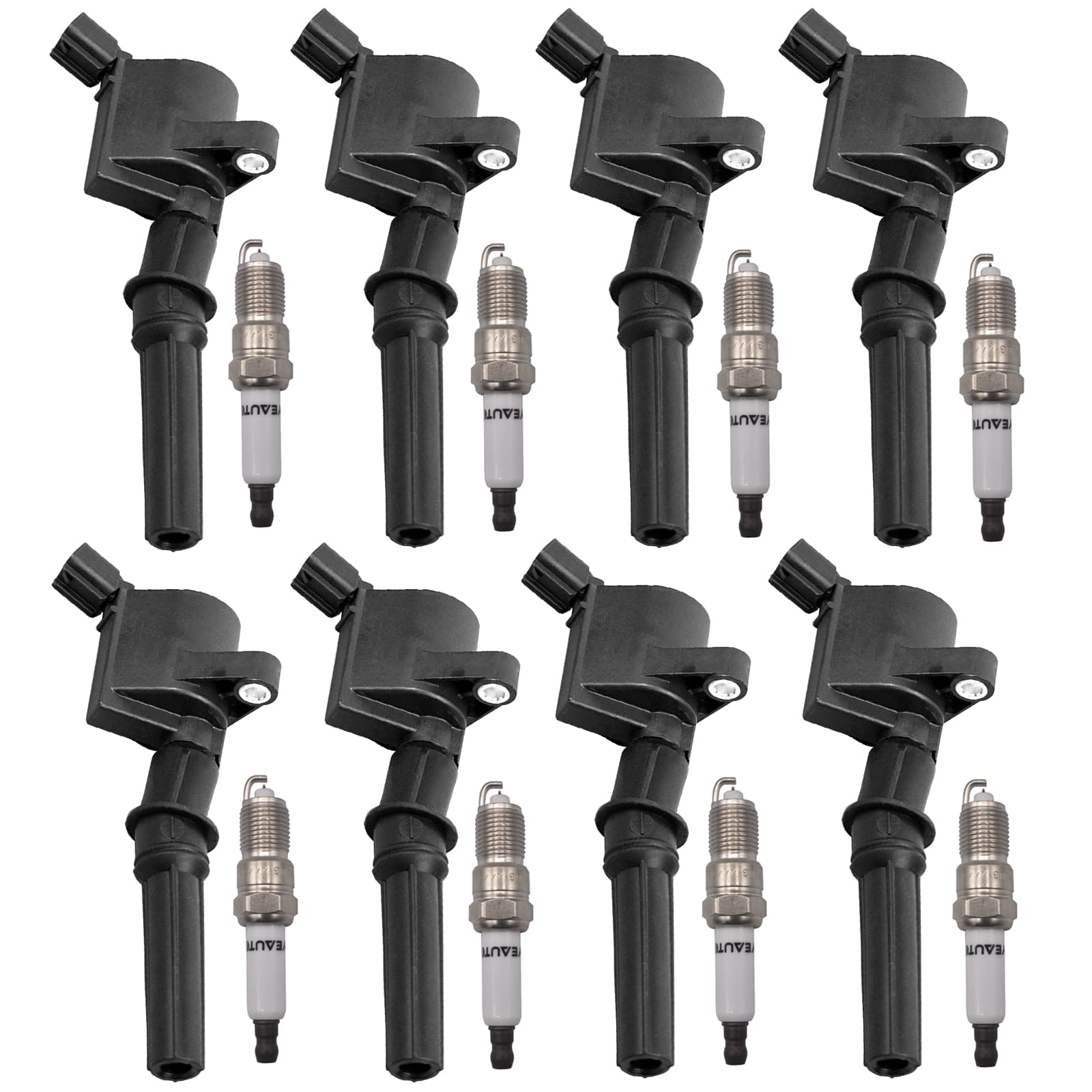 Ignition Coil Pack Iridium Spark Plug Pack DG508 Set of 8 Compatible with Ford Lincoln Mercury F150 F250 F350 E150 E250 Expedition Mustang Lincoln 4.6L 5.4L
