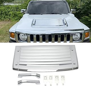 HECASA 3Pcs Silver Hood Vent Compatible with 2006-2010 Hummer H3 & H3T's w/Handles New Chrome Hood Deck Vent Panel Handle Covers Trim Moulding
