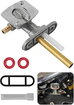 Petcock Fuel Shutoff Valve Kit, Fuel Petcock Valve Tank Switch with Gasket & Filter Tube, Fuel Valve Shut Off Petcock, Compatibie with Kawasaki Suzuki Bear 250 400 Bear Tracker ATV