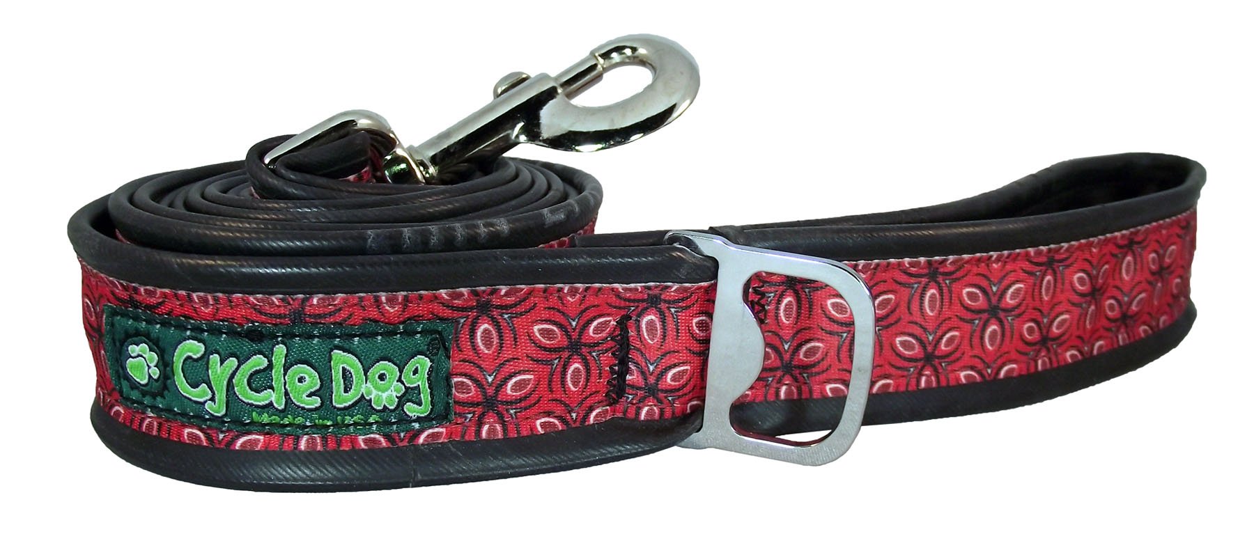 Cycle Dog Red Tri Style Bottle Opener Dog Leash (6 Feet) - No Stink Waterproof Leash for Dogs & Puppies/Easy to Dry/Indestructible for Aggressive Chewers/Made in USA with Recycled Material