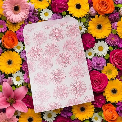 Miniatura 2 de 888 Display USA, Inc 200 unids 6 "x 9" Bolsas de regalo de papel de flores Bolsas de compras de ventas Bolsas de mano blancas con diseño de flores