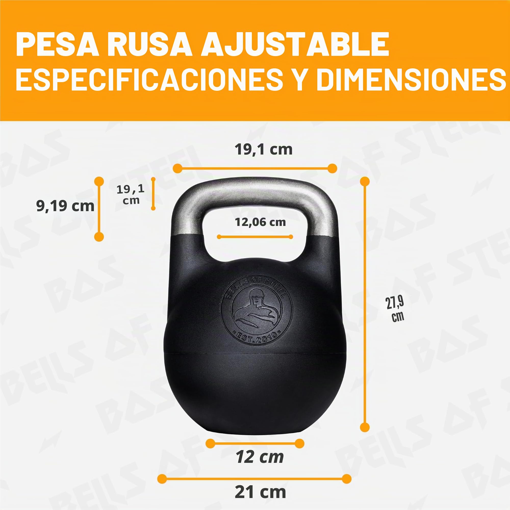 Bells of Steel Pesa rusa ajustable – Gimnasio comercial y en casa – Pesas rusas de entrenamiento de fuerza para entrenamientos de cuerpo completo – Cierre de tornillo para discos de peso – Mango
