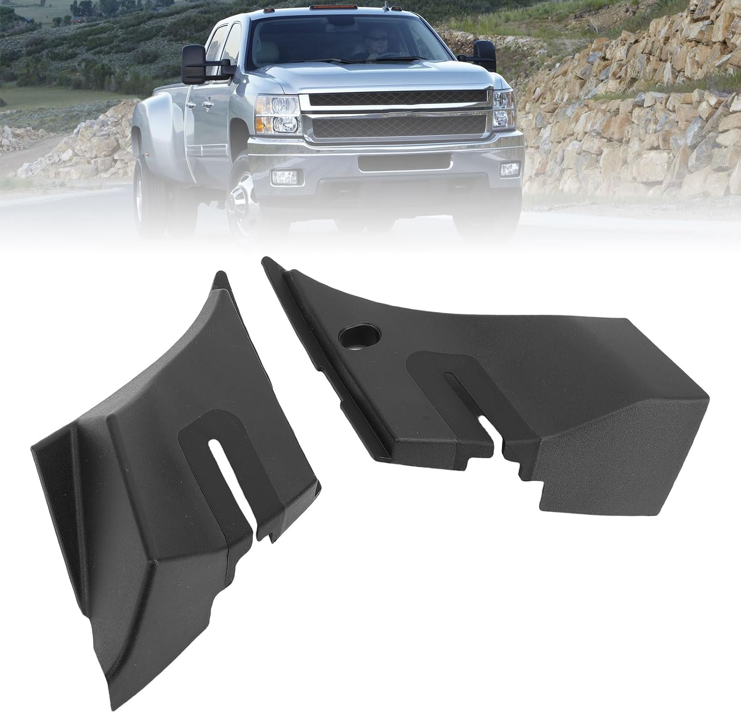 Aramox Windshields Wiper Cowl End Panel 15946001 Left and Right Side Hood Hinge Cover Used for 2007-2013 1500/2500/3500 Trucks
