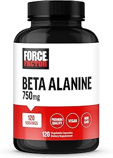FORCE FACTOR Beta Alanine Capsules, Beta-Alanine Endurance Supplement to Boost Performance & Reduce Fatigue, Clinical Dose, Premium Quality, Vegan, Non-GMO, 120 Capsules