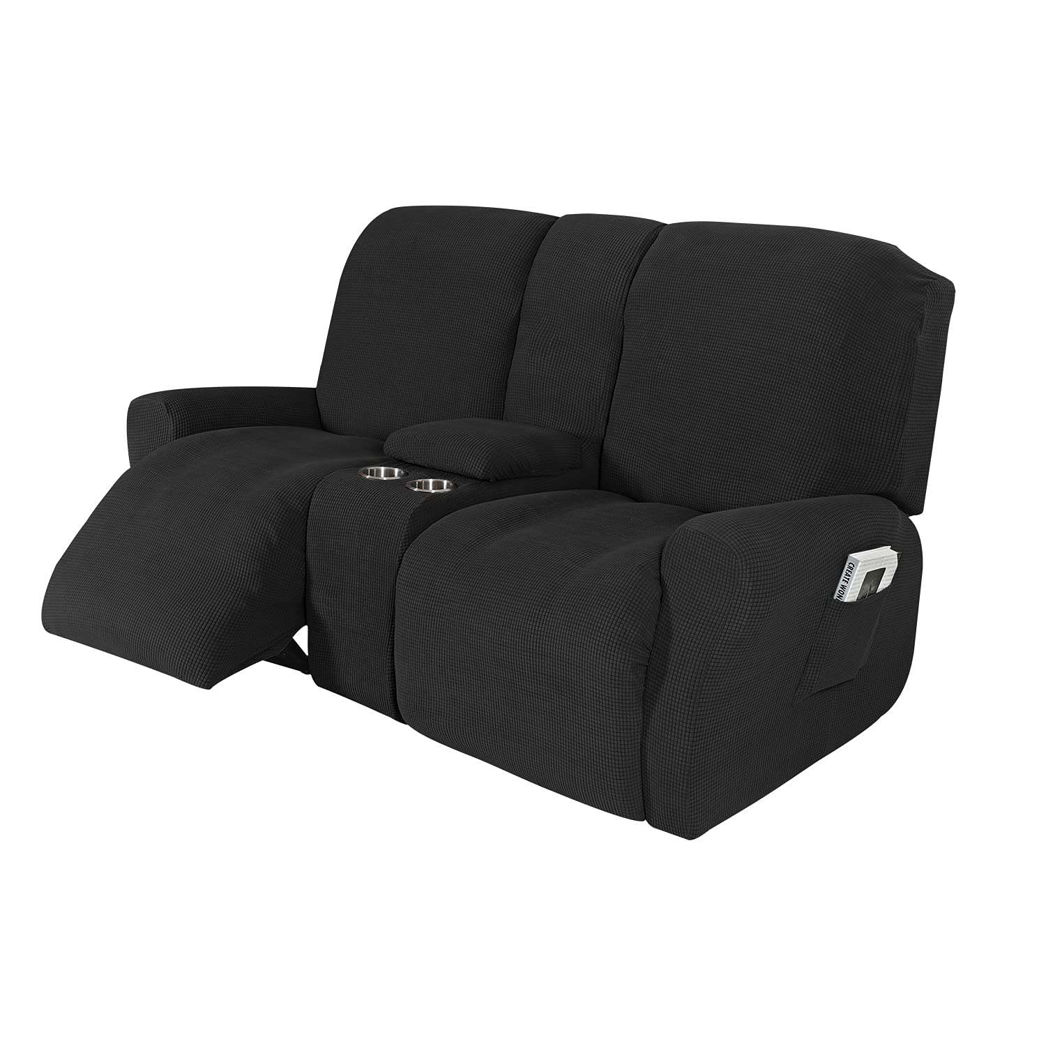 Stretch Seater Recliner Sofa with Cup Holders Sofa Slipcover, Sofa Cover  for Loveseat Recliner with Console Slate Double Reclining Sofa Furniture