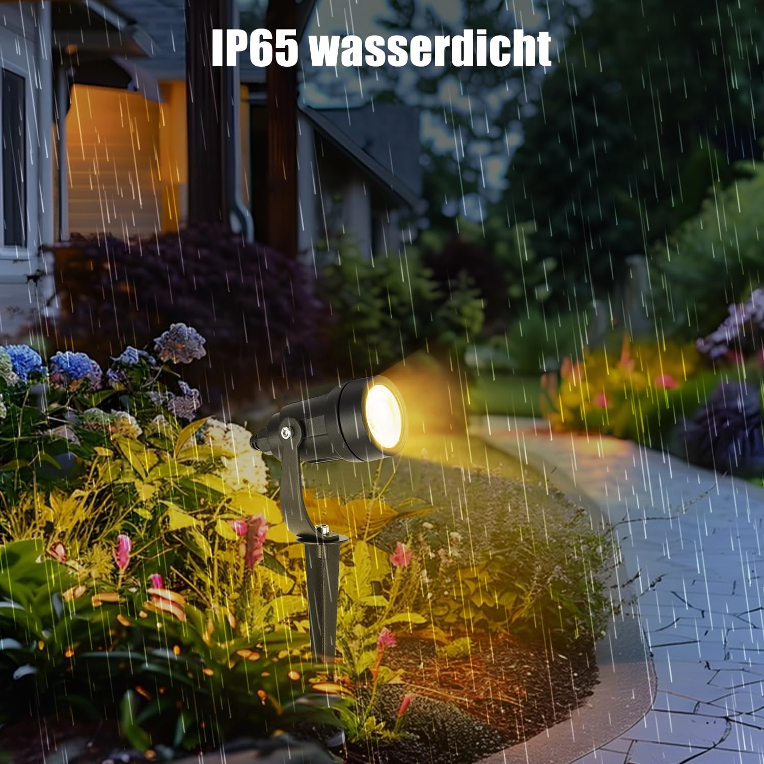 Gartenbeleuchtung LED außen mit Mit Timer- und Sensorfunktion，5W dimmbar Gartenstrahler Warmweiß 3000K 8 Stück，IP65 Wasserdicht für die Außen, Garten, Terrasse, Baum