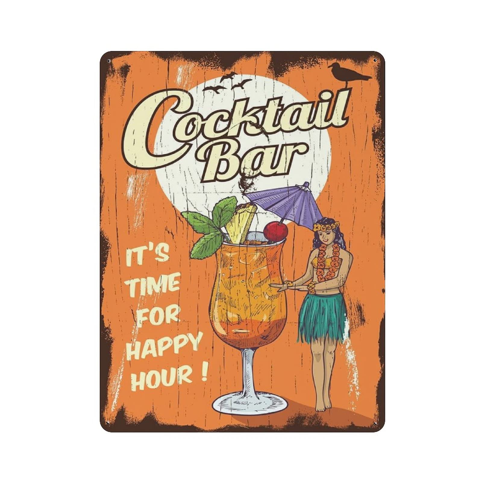 Metal Tin Sign Cocktail Bar Vintage Tin Poster Metal Sign Wall Decoration Country Kitchen Home Garage Decor 16"x12"