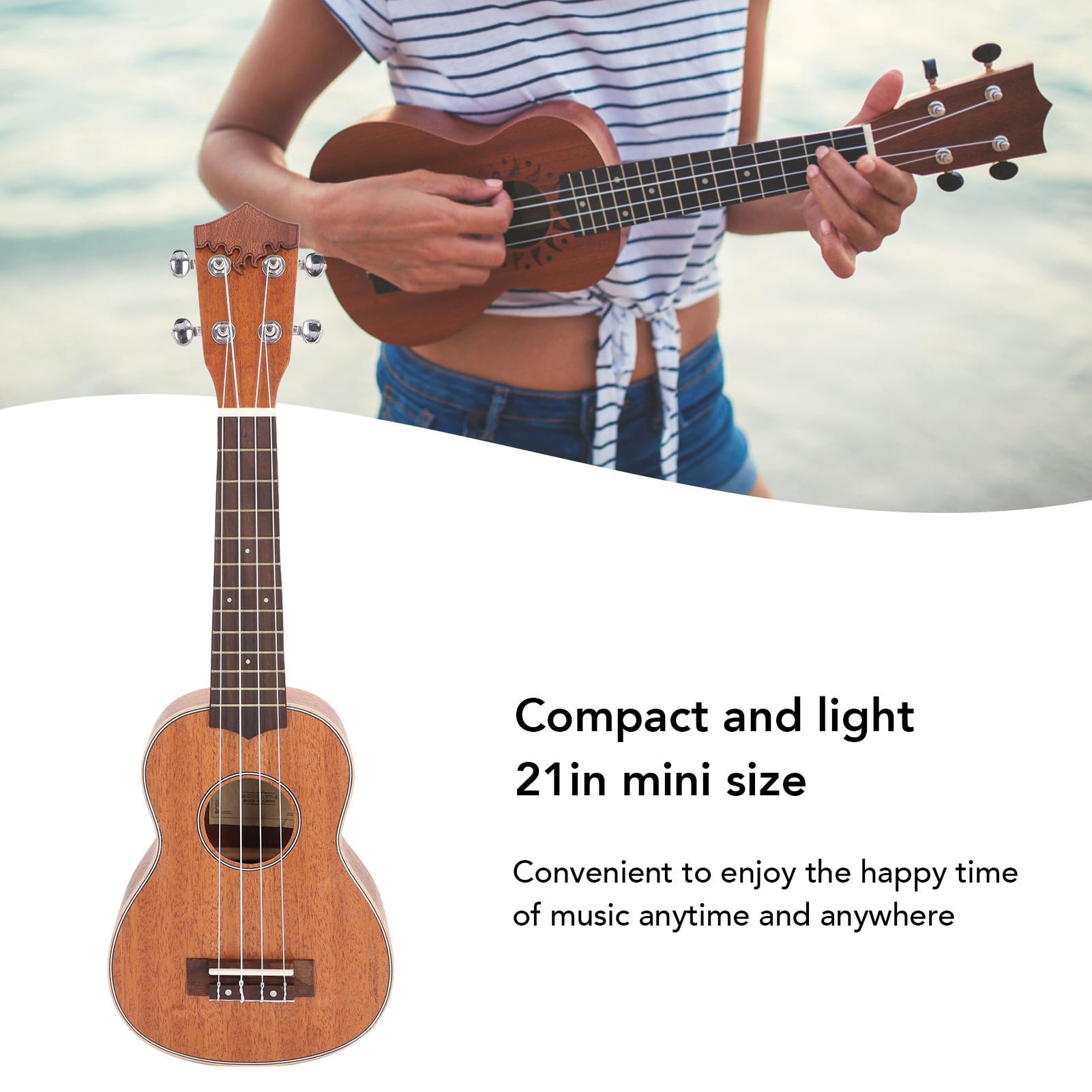 Mini Chitarra Portatile a 4 Corde in Legno Ukulele da 21 Pollici per Strumenti a Corda per Principianti Professionisti