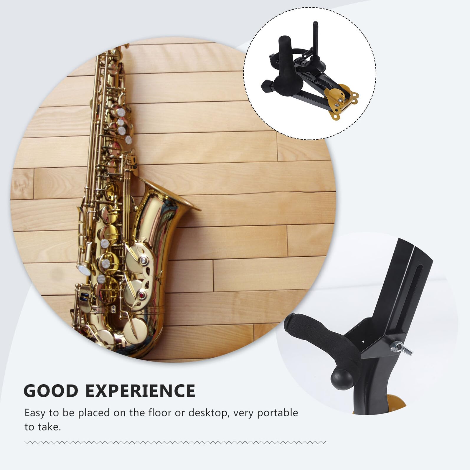 Supporto per Sax Contralto Pieghevole, Nero, per Saxofono e Clarinetto | Struttura in Ferro, Abs e Schiuma, Leggero e Robusto, Uso da Tavolo, per Collezionisti