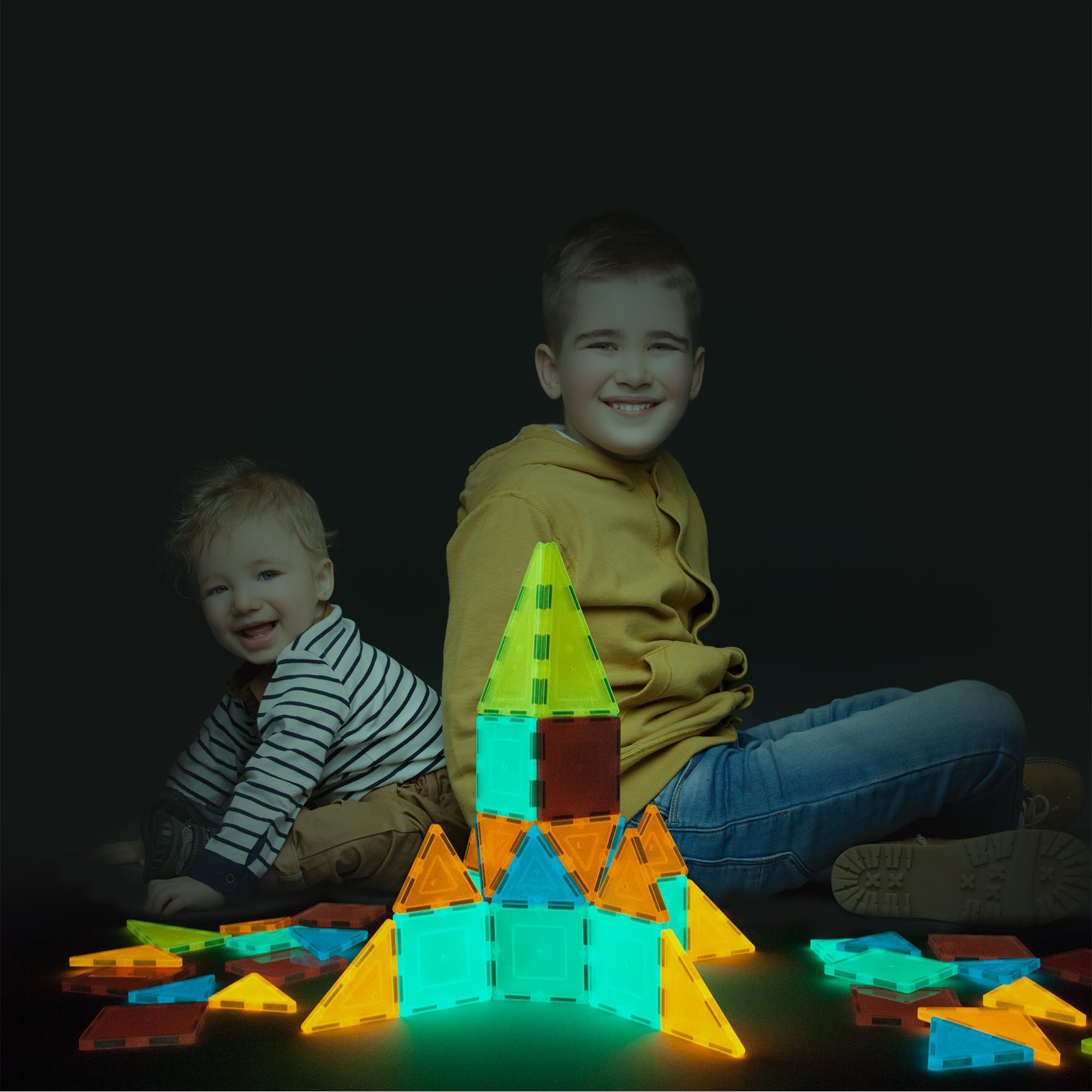 PicassoTiles Kids Toy Building Block Set Glow in The Dark Children Construction Kit Magnet Tiles Magnetic STEM Interlocking Playboard Educational Learning Stacking Blocks Child Brain Development PT60 - Image 3