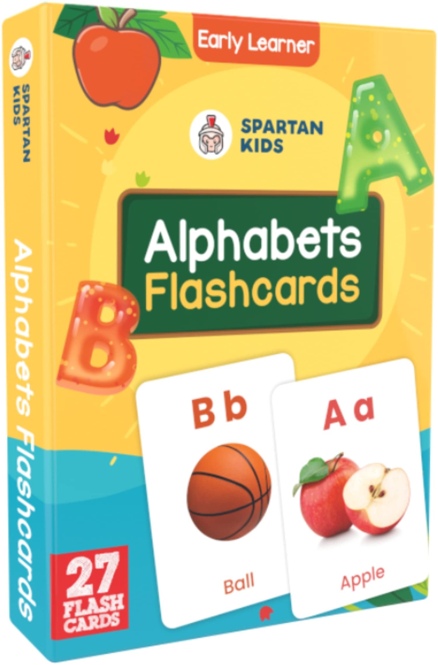 SPARTAN KIDS Alphabets Flash Cards for Kids | 27 Early Learning Flash Cards Easy & Fun Way of Learning 1 Year to 6 Years Babies, for Language_Skills