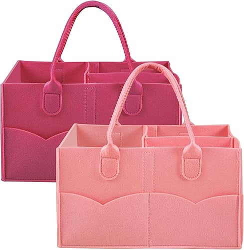 PandaEar Paquete de 2 organizadores de pañales para bebé, soporte portátil para pañales para guardería, cesta de almacenamiento para toallitas y