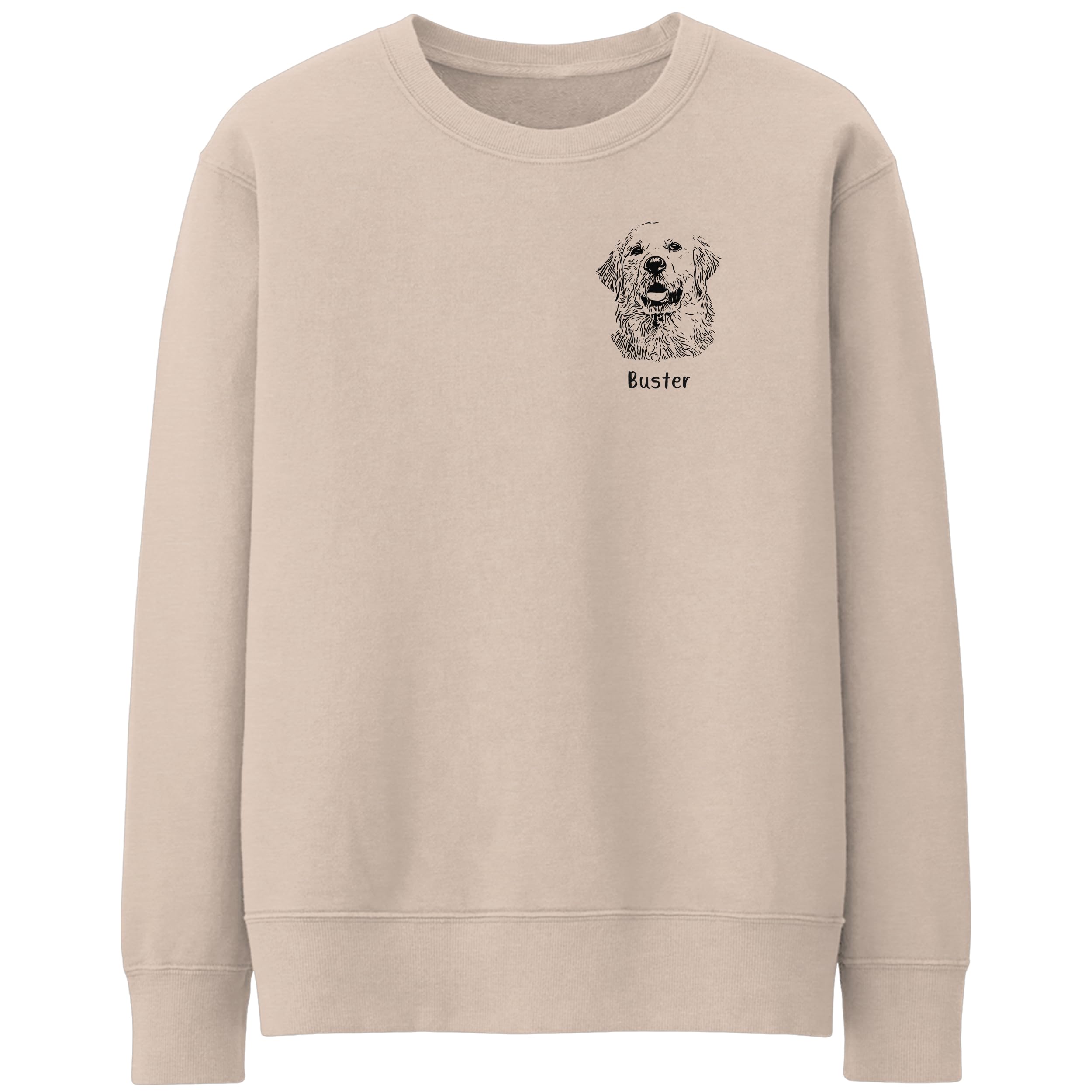 Custom Pet Portrait Sweater for Women, Personalised Dog Cat Puppy Kitten Horse Rabbit Sketch Drawing Unisex Fit Sweatshirt, M, Natural Stone