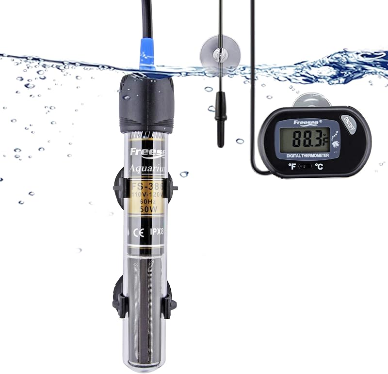 FREESEA 300 Watt Aquarium Fish Tank Heater with Aquarium Submersible Thermometer | 300W Powered - Stable Temperature Maintain Fish Tanks Warm in Winter - Overheat Protection & Thermometer Included
