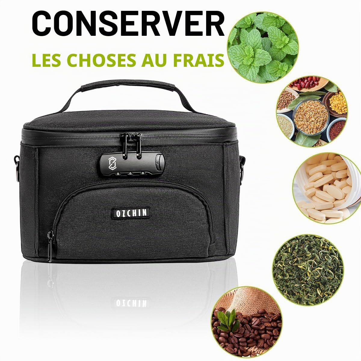 OZCHIN Sac anti-odeurs avec serrure à combinaison, boîte anti-odeurs, accessoires de fumage en fibre de carbone activé, récipient anti-odeurs, excellent cadeau pour la fête des pères, sac anti-odeurs