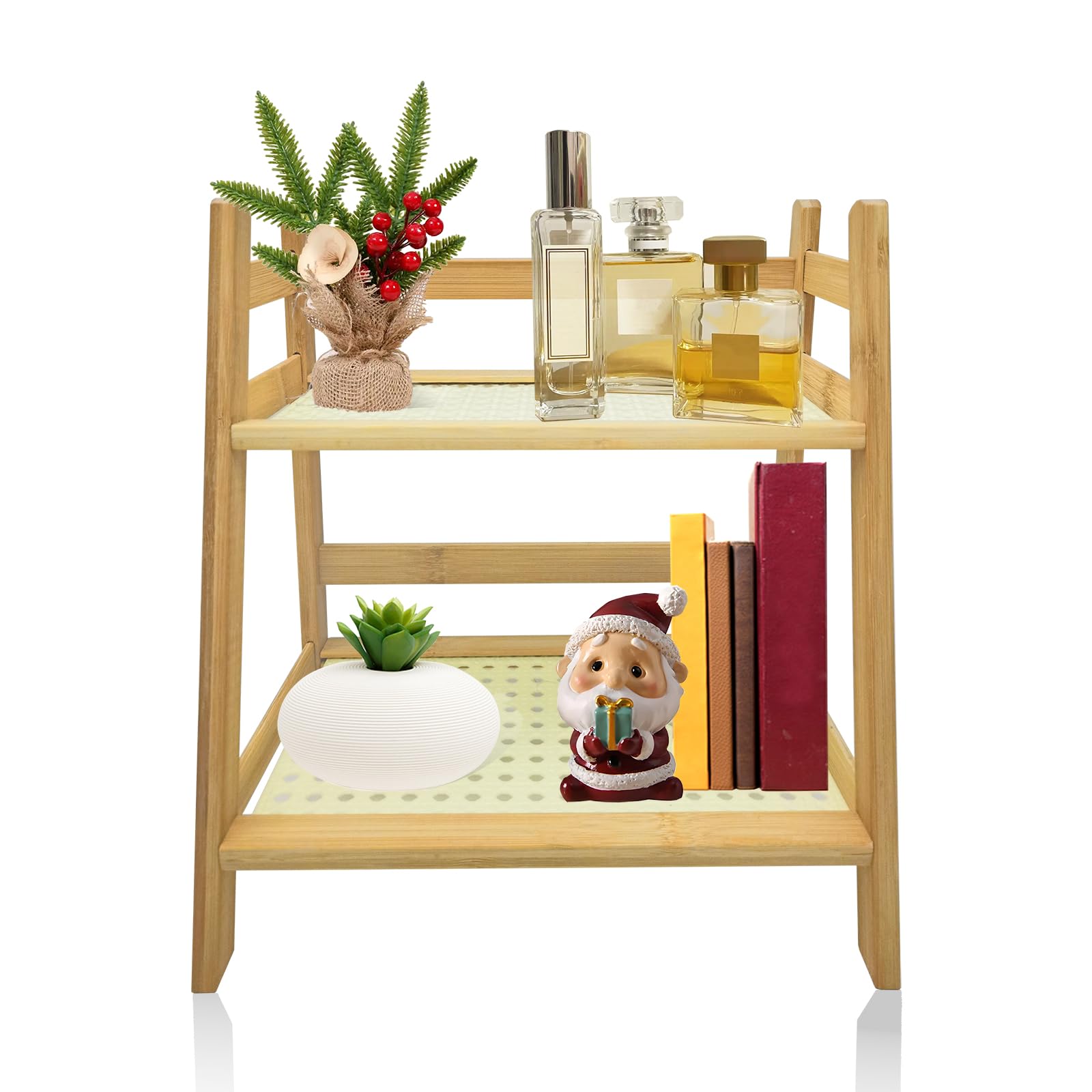 Kornnapa Risers Display Stands ,Tiered Tray Stand Wooden Perfume Organizer Cologne Display Shelf 2 Tier Small Fragrance Stand Skincare, Spice Shelf