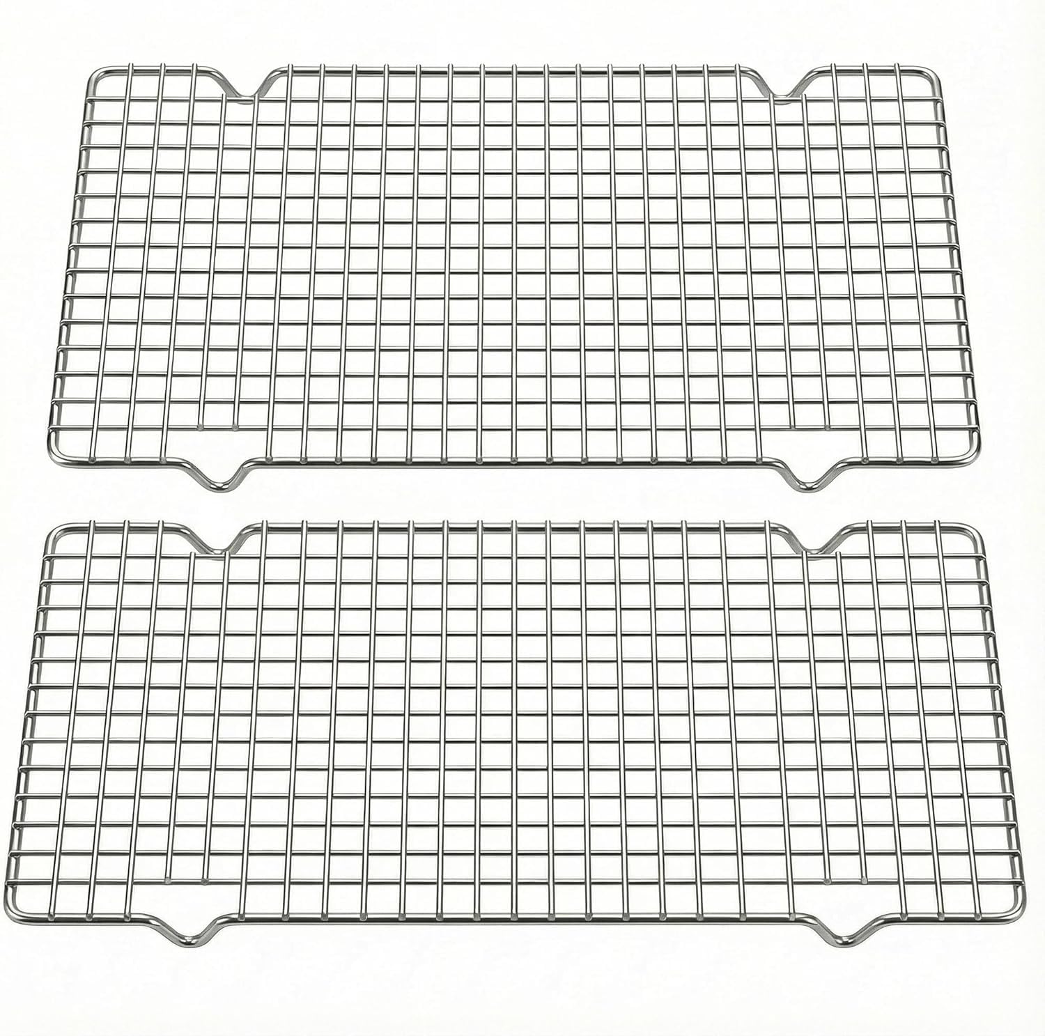 2-PCS Stainless Steel Cooling Rack Set - Non-Stick, Wire Racks for Baking, Grilling, Roasting, Oven & Dishwasher Safe, 40 * 25.5 cm, Silver