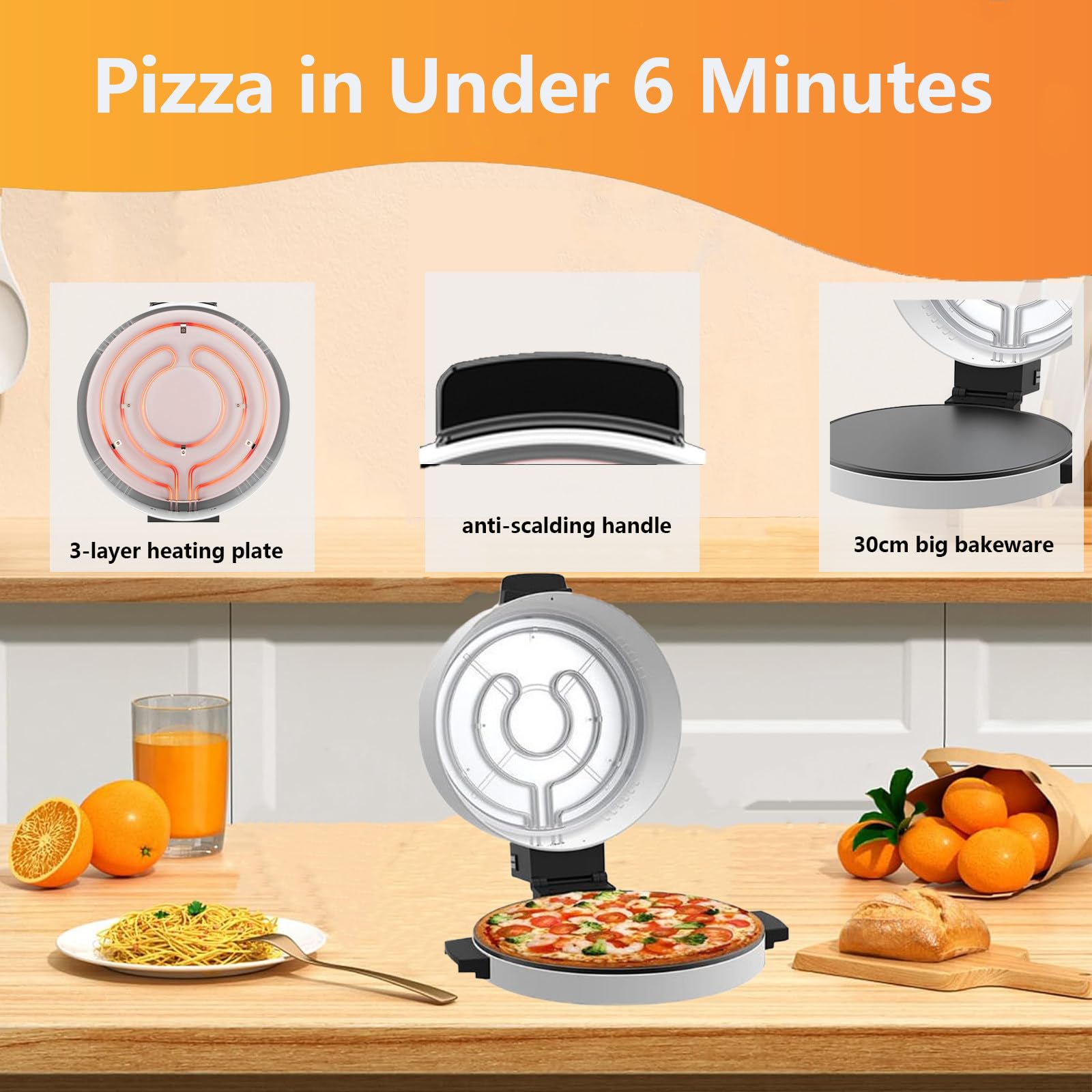 Piec Do Pizzy, 1800 W Elektryczny Piec Do Pizzy, PrzenośNy, 12-Calowy Piec Do Pizzy, Blat, Maszyna Do Pizzy, Toster, Toster