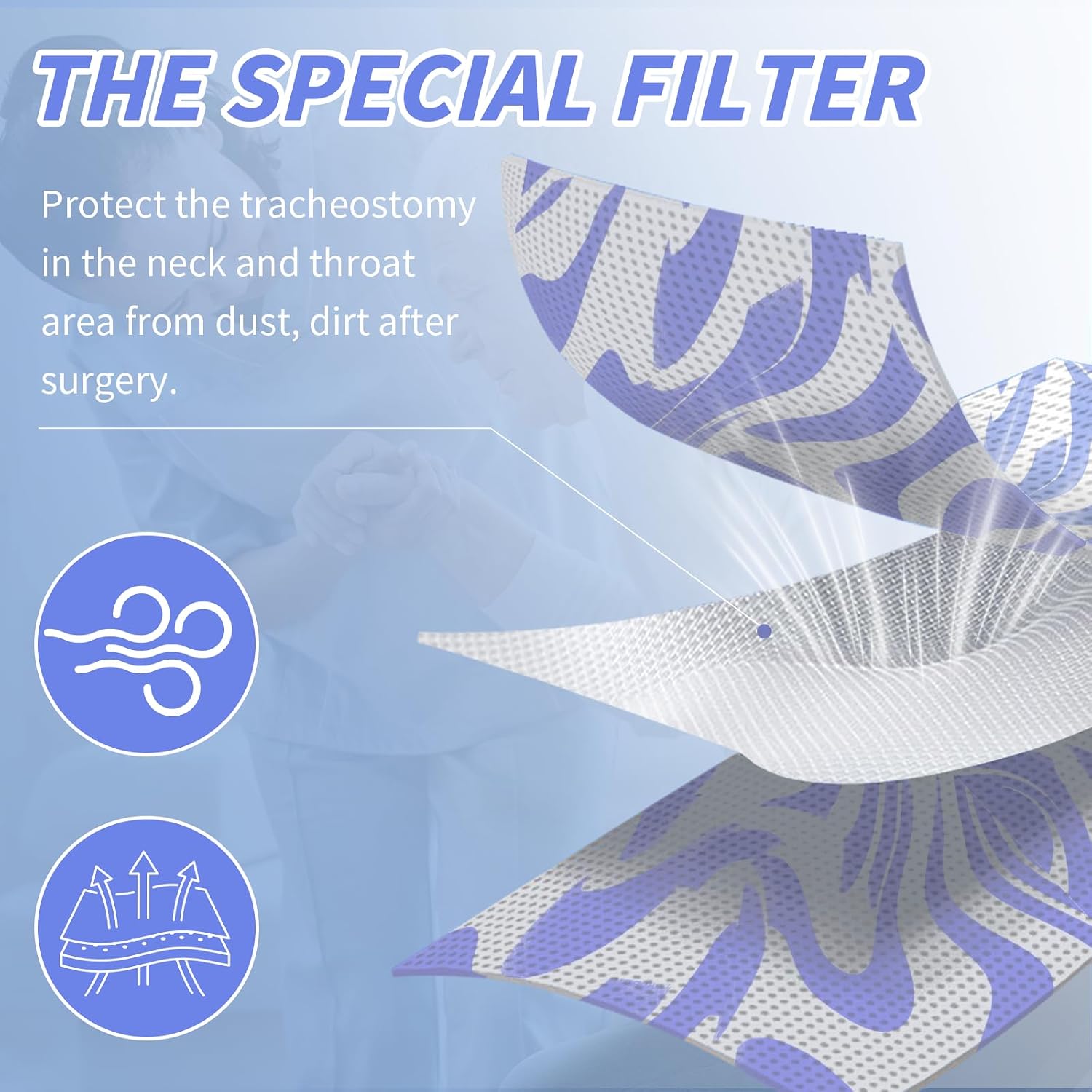 Tracheostomy Stoma Cover – Breathable Non-Woven Neck Shield for Laryngectomy & Tracheotomy Care, Adjustable Tracheostomy Guard for Daily Protection (Abstract line Patterns, S-5 PCS)