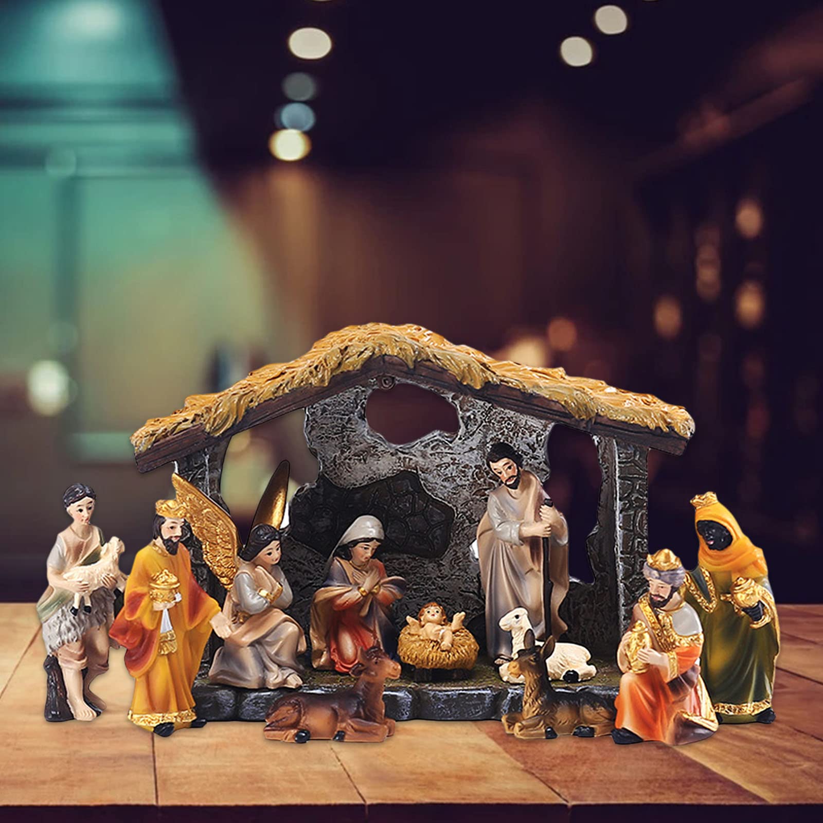 Crèche De Noël en Résine 12 Pièces