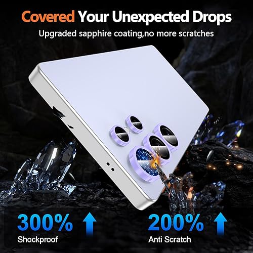 Vista 910 de para Samsung Galaxy Z Flip 7 Protector de Lente de Cámara, Cubierta de Lente de Vidrio Templado con Anillo de Metal Individual, [Fuerte Adhesión] 1