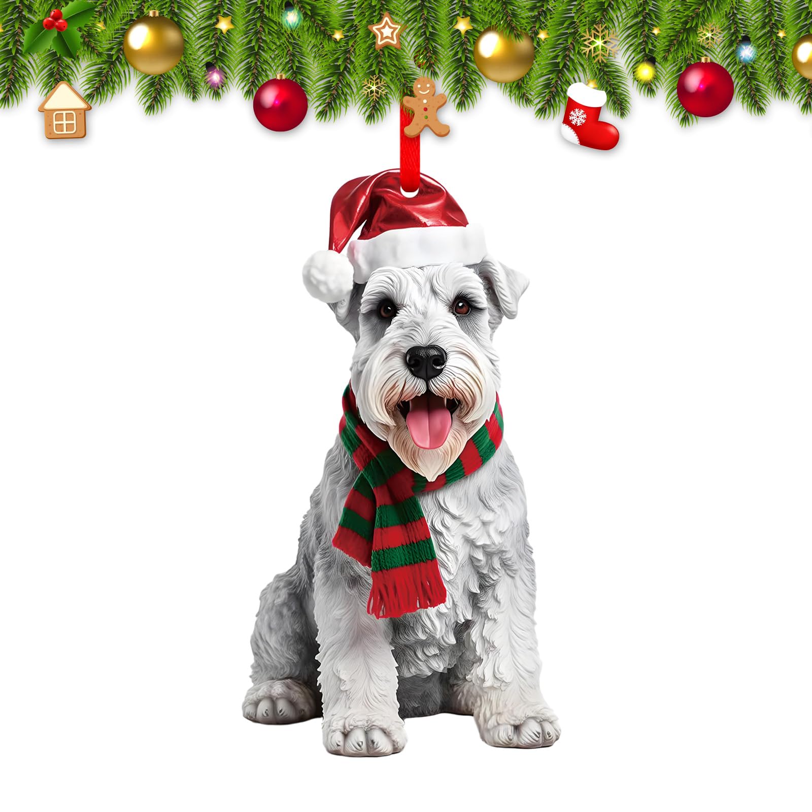 Ornements en acrylique pour chien schnauzer : cadeau de Noël 2025 idéal