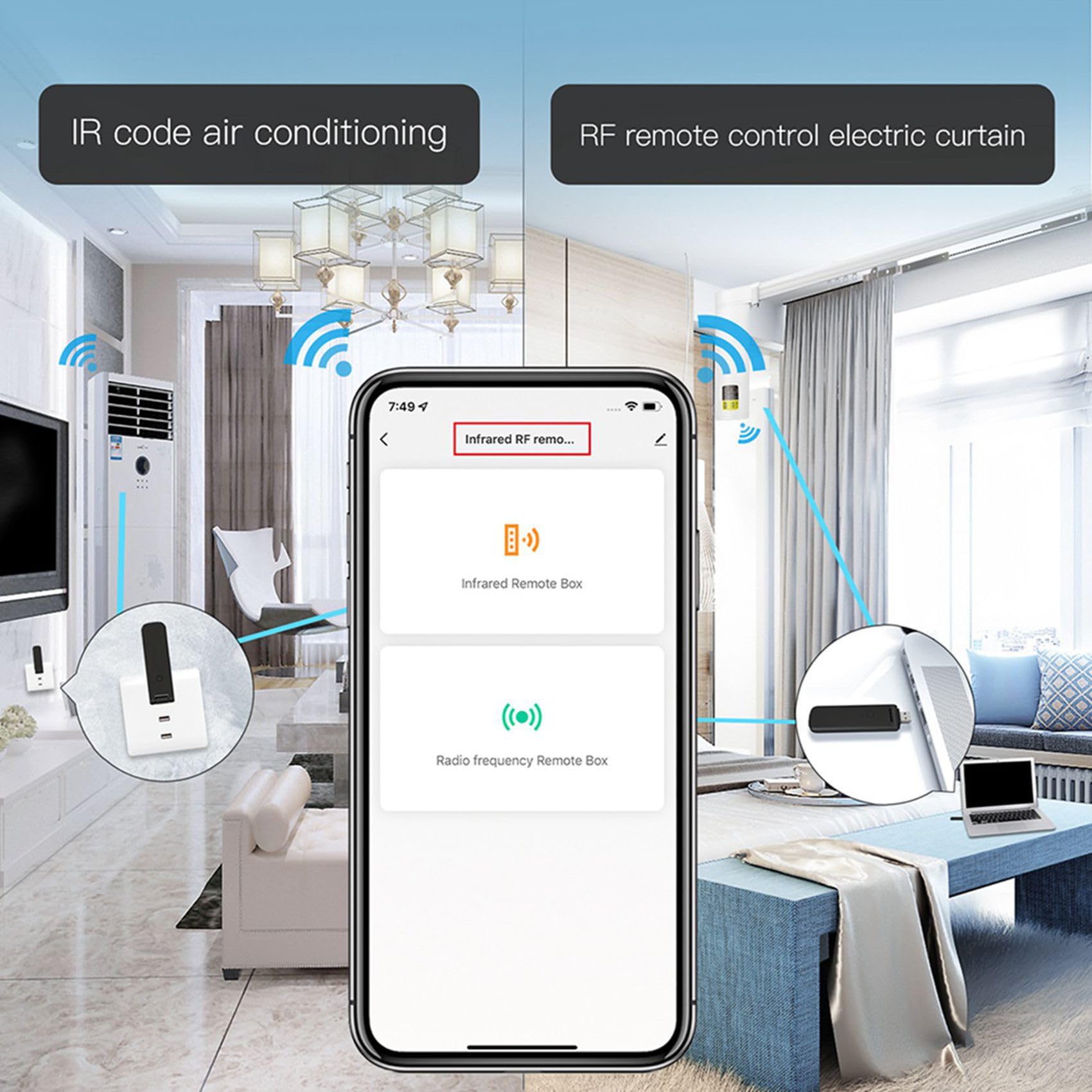 3X Tuya IR Control Remoto WiFi USB Power Home para Aire Acondicionado TV TV Soporte, Home