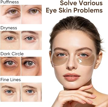 Caffeine Under Eye Gel Patches, Eye Masks Skincare, Eye Pads for Puffy Eyes, Dark Circles, Fine Lines, Dryness, Eve Skin Tone, 60 Pcs