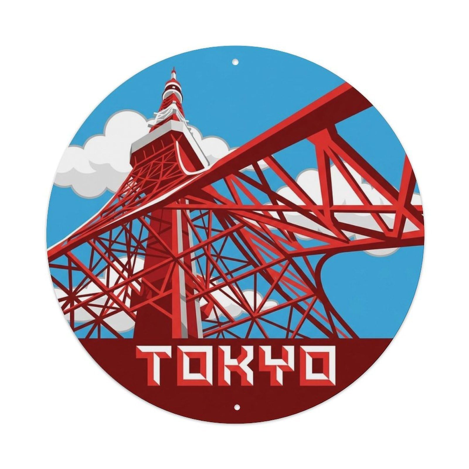 Tokyo Japan Historic City Illustrated Woodblock Culture Metal Tin Sign