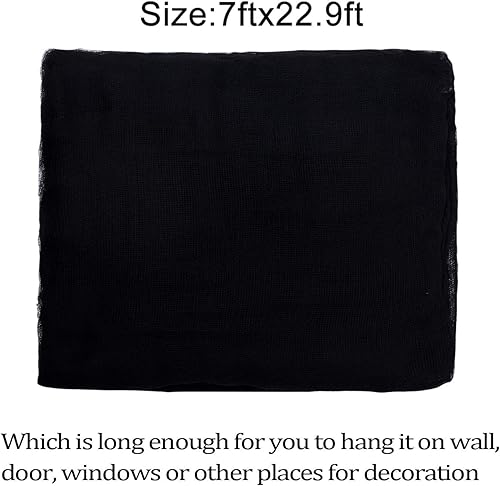 Miniatura 41 de Whaline Tela espeluznante negra de Halloween de 500 x 87 pulgadas, tela de gasa espeluznante para decoración de Halloween para casas embrujadas